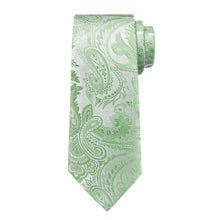 hot sale silk mens dress suit paisley sage green ties handkerchief cufflinks set for business