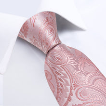 fashion wedding suit Accessories rose pink floral silk mens pink tie handkerchief cufflinks set