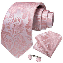 fashion wedding suit Accessories rose pink floral silk mens pink tie handkerchief cufflinks set