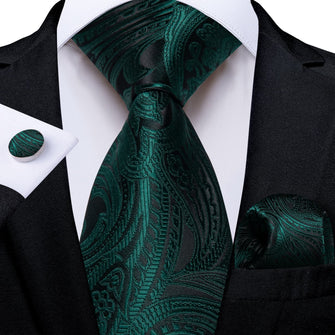 black tux green tie