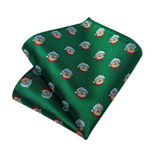 DiBanGu Green Christmas Santa Claus Necktie Pocket Square Cufflinks Set