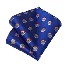 DiBanGu Blue Christmas Santa Claus Necktie Pocket Square Cufflinks Set