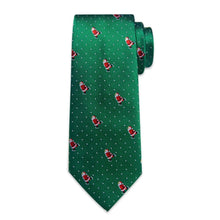 DiBanGu Green Christmas Santa Claus Polka Dot Necktie Pocket Square Cufflinks Set