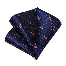 DiBanGu Dark Blue Christmas Santa Claus Polka Dot Necktie Pocket Square Cufflinks Set