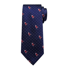 DiBanGu Dark Blue Christmas Santa Claus Polka Dot Necktie Pocket Square Cufflinks Set