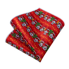 DiBanGu Red Santa Claus Christmas Necktie Pocket Square Cufflinks Set