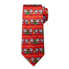 DiBanGu Red Santa Claus Christmas Necktie Pocket Square Cufflinks Set