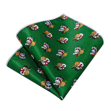 DiBanGu Green Christmas Santa Claus Neck Tie Pocket Square Cufflinks Set