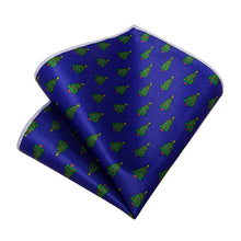 DiBanGu Blue Green Christmas Tree Men's Tie Pocket Square Cufflinks Set