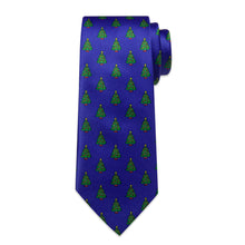 DiBanGu Blue Green Christmas Tree Men's Tie Pocket Square Cufflinks Set