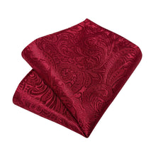 DiBanGu Burgundy Paisley Silk Mens Tie Pocket Square Cufflinks Set