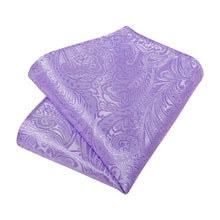 DiBanGu Light Pastel Purple Paisley Silk Mens Tie Pocket Square Cufflinks Set