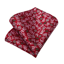 DiBanGu Red Christmas Alphabet Necktie Pocket Square Cufflinks Set