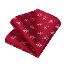 DiBanGu Red Christmas Santa Claus Necktie Pocket Square Cufflinks Set