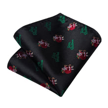 DiBanGu Black Red Christmas Santa Claus Necktie Pocket Square Cufflinks Set