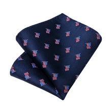 DiBanGu Deep Blue Novelty American Flag Pattern Silk Mens Tie Hanky Cufflinks Set