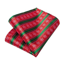 DiBanGu Red Green Striped Christmas Snowflake Necktie Set