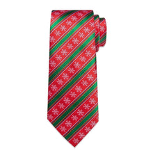 DiBanGu Red Green Striped Christmas Snowflake Necktie Set