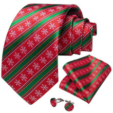 DiBanGu Red Green Striped Christmas Snowflake Necktie Set