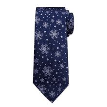 DiBanGu Blue White Christmas Snowflake Necktie Pocket Square Cufflinks Set