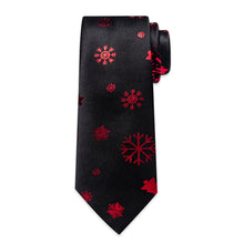 DiBanGu Black Red Christmas Tree Snow Necktie Pocket Square Cufflinks Set