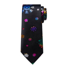 DiBanGu Black Colorful Fireworks Christmas Necktie Pocket Square Cufflinks Set