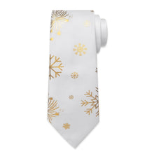 DiBanGu White Gold Christmas Snowflake Necktie Pocket Square Cufflinks Set