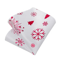 DiBanGu White Red Christmas Snowflake Necktie Pocket Square Cufflinks Set