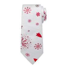 DiBanGu White Red Christmas Snowflake Necktie Pocket Square Cufflinks Set