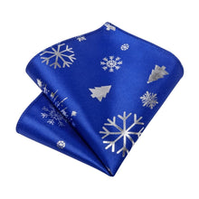 DiBanGu Blue White Christmas Snowflake Necktie Pocket Square Cufflinks Set