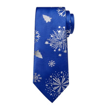 DiBanGu Blue White Christmas Snowflake Necktie Pocket Square Cufflinks Set