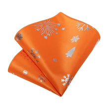 DiBanGu Orange Christmas Snowflake Necktie Pocket Square Cufflinks Set