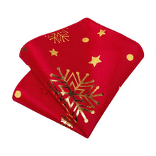 DiBanGu Red Gold Christmas Snow Necktie Pocket Square Cufflinks Set