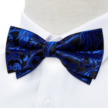 blue floral bow tie