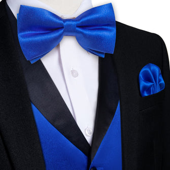 black tux with blue vest