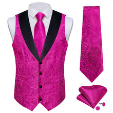 DiBanGu Royal Purple Floral Silk Shawl Collar Mens Dress Vest Tie Set