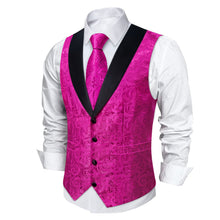 DiBanGu Royal Purple Floral Silk Shawl Collar Mens Dress Vest Tie Set