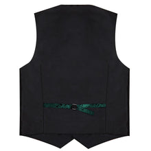 DiBanGu Deep Green Floral Silk Shawl Collar Mens Dress Vest Tie Set