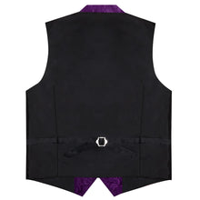 DiBanGu Purple Paisley Silk Notched Collar Slim Fit Mens Waistcoat Tie Set