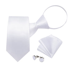 Lazy Easy-pull mens silk plaid classic white ties