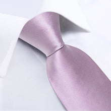 Lilac purple Solid Men's Tie Pocket Square Cufflinks Clip Set