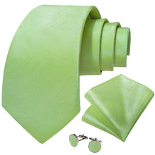 Green Solid Men's Tie Pocket Square Handkerchief Set