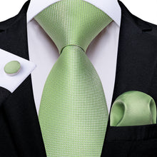 Green Solid Men's Tie Handkerchief Cufflinks Set