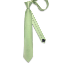 Green Solid Men's Tie Handkerchief Cufflinks Set