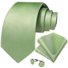 Green Solid Men's Tie Handkerchief Cufflinks Set