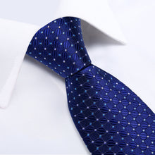 Dark Blue Dotted Men's Tie Handkerchief Cufflinks Set