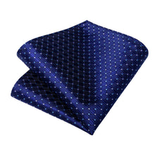 Dark Blue Dotted Men's Tie Handkerchief Cufflinks Set