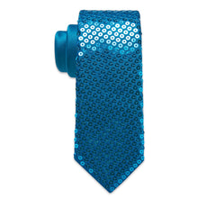 fashion mens tie sequin solid blue teal ties pocket square set for party suit