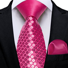 wedding tie design sequin solid silk mens pink tie handkerchief set for bridegroom