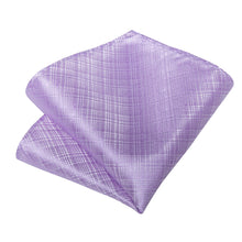 Purple Striped Solid Men's Tie Pocket Square Handkerchief Set